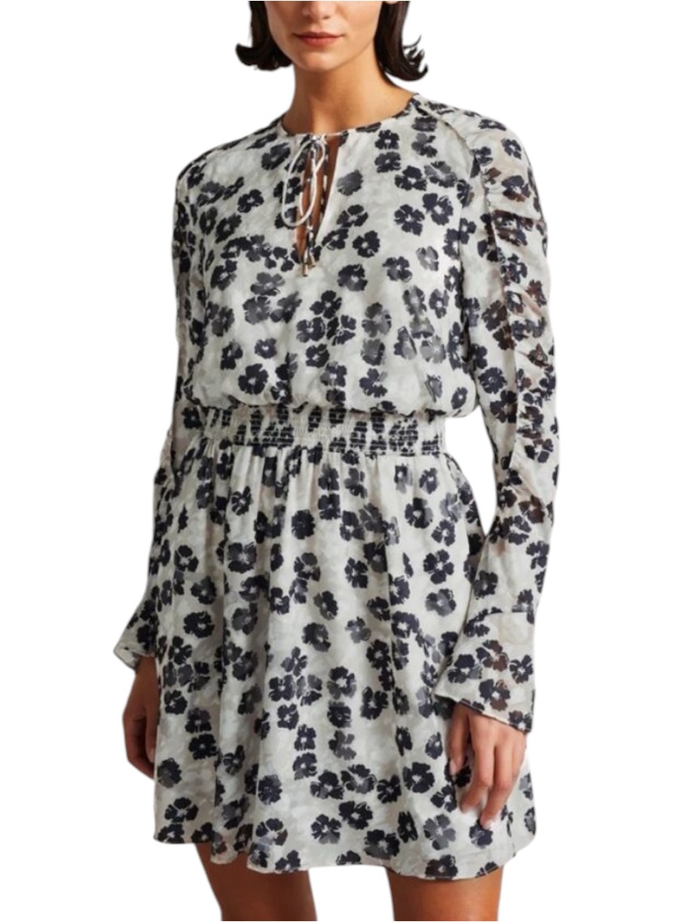 NWT Ted Baker Felici Ruched Detail Textured Floral Modern Mini Dress - Size 12